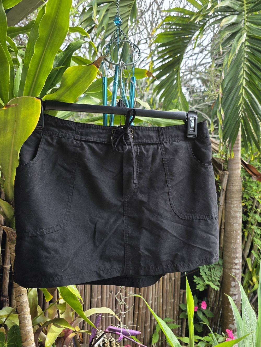 Y2K Athletic Lowrise Black Mini Skirt - Swim / Surf With Elastic Waist & Pockets